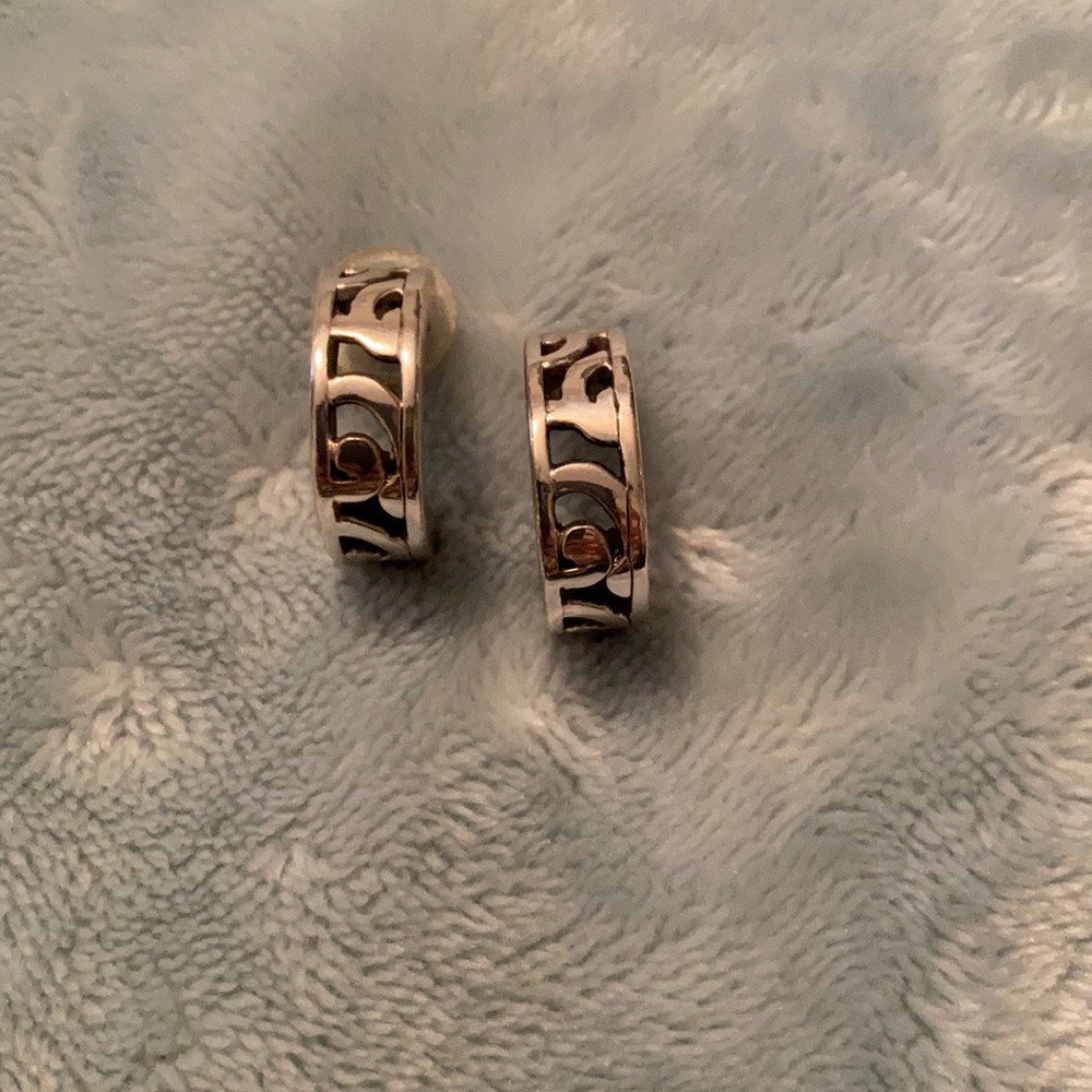 Silver hoop earrings.